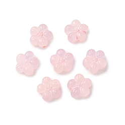 Pink Прозрачные бусины из смолы, цветок, с эмалью, розовые, 12x12.5x8 мм, отверстие : 2 мм