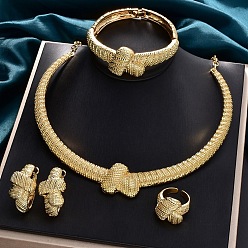 Золотой Комплекты из латунных ожерелий, браслетов, серег и колец, золотые, колье: 20.08 дюйм (51 см)