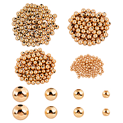 Настоящее золото 18K 400шт 4 стили латунные круглые разделительные бусины, реальный 18 k позолоченный, 2~6 мм, отверстие : 1~1.5 мм, 100 шт / стиль