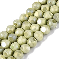 Цвет Оливы Нити из непрозрачных стеклянных бусин с эффектом омбре, окрашенные методом гальванического покрытия., круглые, с покрытием AB цвета, граненый(6 граненый), оливковый, 8~8.5 мм, отверстие : 1~1.2 мм, около 47~48 шт / нитка, 14.17~14.76 дюйм (36~37.5 см)