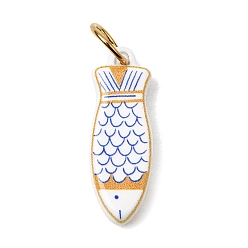 Fish Печать 304 подвески из нержавеющей стали, золотые, оранжевые, очарование рыбы, 20.5x7x3.5 мм, Перейти кольцо: 6x0.7 мм, внутренний диаметр: 4.5 мм