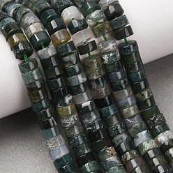 Мосс Агат Природные моховой агат бисер нитей, диск, Heishi бусы, 6x3.5 мм, отверстие : 0.8 мм, около 115~118 шт / нитка, 14.76~14.96'' (37.5 см)