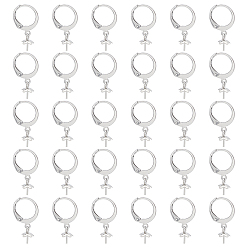 Stainless Steel Color 30Pcs 314 Stainless Steel Leverback Earring Findings, with Cup Peg Bails, For Half Drilled Beads, Stainless Steel Color, 20mm, Pin: 0.7mm