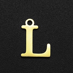 Letter L 201 прелести нержавеющей стали, лазерная резка, буквы, золотые, letter.l, 12x9x1 мм, отверстие : 1.5 мм