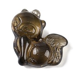 Коричневый Стеклянные подвески, лиса прелести, кофе, 36.5x34.5x12 мм, отверстие : 0.8 мм