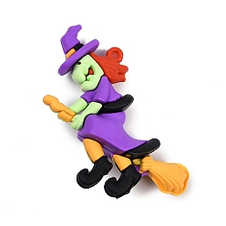 Witch Хэллоуин тема пластиковые подвески из пвх, ведьма, 72x48x21 мм, отверстие : 2.5 мм