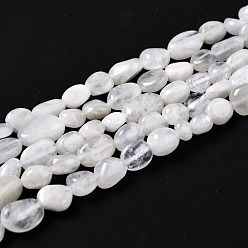 Rainbow Moonstone Бусины из натурального радужного лунного камня, самородки, упавший камень, 5~8.5x5.5~7x3.5~4 мм, отверстие : 0.7 мм, около 50~60 шт / нитка, 15 дюйм (38 см)
