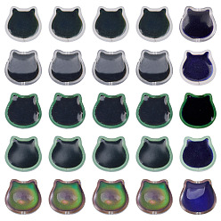 (52) Непрозрачная лаванда 40шт 5 цветные двухцветные стеклянные бусины, чувствительные к температуре бусины, меняющие цвет, форма кошки, разноцветные, 14x14x6 мм, отверстие : 1.2 мм, 8 шт / цвет