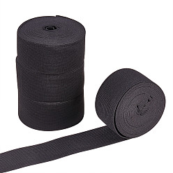 Black Flat Elastic Rubber Cord/Band, Webbing Garment Sewing Accessories, Black, 38mm, about 5.46 yards(5m)/roll