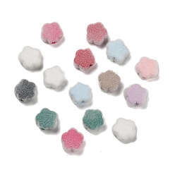 Цветок Флокированные непрозрачные акриловые бусины, разноцветные, цветок, 14.5x15.5x7.5 мм, отверстие : 4 мм