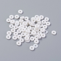 White Eco-Friendly Handmade Polymer Clay Beads, Disc/Flat Round, Heishi Beads, White, 4x1mm, Hole: 1mm, about 380~400pcs/strand, 17.7 inch