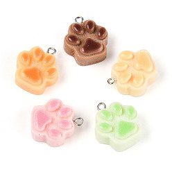 (52) Непрозрачная лаванда Непрозрачные подвески смолы, коготь, с платиновыми железными петлями, разноцветные, 21.5~22.5x19~20x9.5~11 мм, отверстие : 2 мм