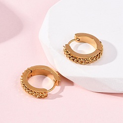 Настоящее золото 18K Серьги из 304 нержавеющей стали, с 316 нержавеющей стали, ионное покрытие (ip), цепочка-оберег, реальный 18 k позолоченный, 17.5~18x4 мм