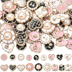 (52) Непрозрачная лаванда 72 шт. 18 стили эмалевые смоляные кабошоны, с имитацией жемчуга, разнообразные, разноцветные, 20~25x19~25x4~9 мм, 4 шт / стиль