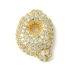 Letter Q Подвески из латуни с покрытием из прозрачного кубического циркония, без кадмия и без свинца, долговечный, алфавит, реальный 18 k позолоченный, Буква Q, 18.5x13x5 мм, отверстие : 3x1.8 мм