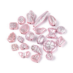 Бледно-Розовый Перламутровые непрозрачные акриловые бусины, разнообразные, розовый жемчуг, 9~18x8.5~29x3~14 мм, отверстие : 1.6~4 мм, Около 467 шт / 500 г