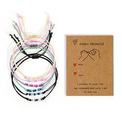 Mixed Color Adjustable Glass Seed Beaded Friendship Braided Bracelet Sets, Multi-Strand Adjustable Stackable Bracelets, with Paper Display Cards, Mixed Color, 11.02 inch(28cm), 6pcs/set