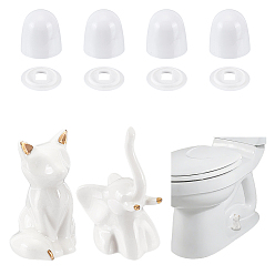 Mixed Shapes Круглые пластиковые накладные заглушки для болтов унитаза с дополнительными шайбами и керамическими декоративными элементами., ванные принадлежности, цветочный белый, разнообразные, 33x4 мм