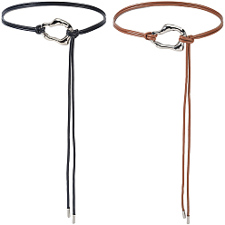 (52) Непрозрачная лаванда 2 шт. 2 цвета сплава неправильный овальный кулон искусственная кожа шнур обмотка цепочка ремни, платина, разноцветные, 1250 мм, 1 шт / цвет