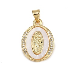 Золотой Латунные микро проложить кубического циркония подвески, овал со святой иудой, с оболочкой, без кадмия и без свинца, золотые, 21x15.5x2.5 мм, отверстие : 3x3.5 мм