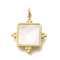 Настоящее золото 14K Ионное покрытие (IP) 304 подвески в виде ракушек из нержавеющей стали, квадратных амулеты, реальный 14 k позолоченный, 16.5x14.5x2 мм, отверстие : 3 мм