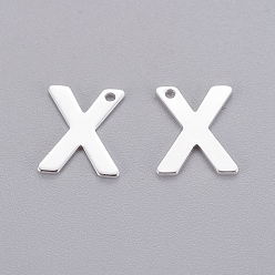 Letter A~Z 201 Stainless Steel Charms, Alphabet, Letter A~Z, Silver Color Plated, Letter A~Z, 11x5.5~12x0.6~0.7mm, Hole: 1mm, 26pcs/set