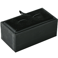 Черный Бумажные картонные шкатулки для запонок, с губкой, прямоугольные, чёрные, 4.5x8.5x3.6 см