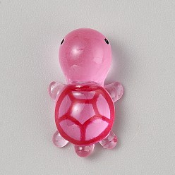 Ярко-Розовый Светящиеся кабошоны из прозрачной смолы, светится в темноте, черепаха, ярко-розовый, 23.5x13.5x9~9.5 мм