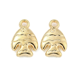 Golden CCB Plastic Pendants, Fish Charms, Golden, 18x12x4mm, Hole: 2.2mm