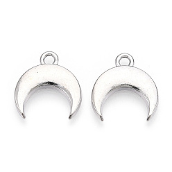 Античное Серебро Сплавочные подвески тибетского стиля, без кадмия и без свинца, двойные рога / полумесяц, античное серебро, 16x15x2 мм, отверстие : 2 мм