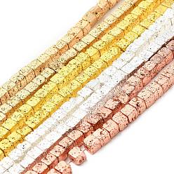 (52) Непрозрачная лаванда Бусы из натуральной лавы, кубические, разноцветные, 4~5x4~5x4~5 мм, отверстие : 1 мм, около 90~95 шт / нитка, 15.5~16 дюйм