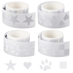 Смешанные Узоры 4 рулоны 4 стильные наклейки с отражающим светом, для одежды, школьный портфель украсить, смешанный, смешанные узоры, 1.1~3.2x1.1~2.3 см, о 22~46шт / рулон, 1 рулон / стиль
