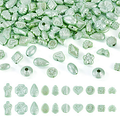 Темный Морско-зеленый 100г перламутровых непрозрачных акриловых бусин, разнообразные, темно-зеленый, 9~18x8.5~29x3~14 мм, отверстие : 1.6~4 мм