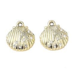 Shell Shape Подвески из сплава и страза, подвески на тему океана, формы раковины, 18.5x16.5x3.5 мм, отверстие : 1.8 мм