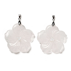 Хрусталь Природного кварца хрустальных подвесок, подвески из горного хрусталя, , с платиновым покрытием железа оснастки на поруки, 46x47.5x7.5 мм, отверстие : 6x4 мм