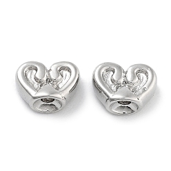 Платина Стойка покрытие сердце латунные бусины, без кадмия и без свинца, долговечный, платина, 5.5x7.5x4 мм, отверстие : 1.2 мм