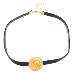 Золотой Ожерелья-чокеры из спирального сплава черного цвета из искусственной кожи для женщин, золотые, 15.75 дюйм (40 см)