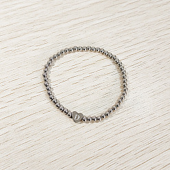 Letter D 304 эластичные браслеты из нержавеющей стали для женщин, сердце с письмом, цвет нержавеющей стали, Буква D, внутренний диаметр: 2.24 дюйм (5.7 см)