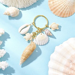 Золотой Натуральная ракушка в морском стиле с брелками из синтетической бирюзы, с железными разрезными брелоками, золотые, 102 мм