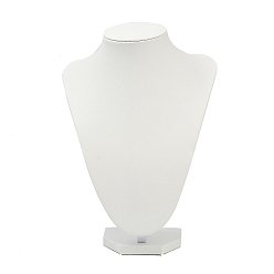 Белый Подставки для ожерелий в форме бюста из мдф, покрытые искусственной кожей, белые, 14x18x24.5 см