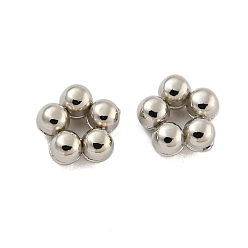Platinum CCB Plastic Spacer Beads, Flower, Platinum, 5x2.3mm, Hole: 1.2mm