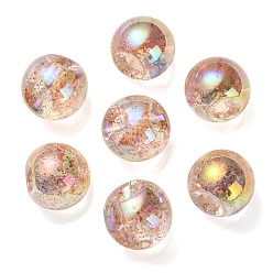 Chocolate UV Plating Rainbow Iridescent Acrylic Beads, with Glitter Powder, Round, Chocolate, 18.5x19x19mm, Hole: 4mm