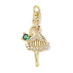 Разноцветный Латунные микро проложить кубического циркония подвески, без кадмия и без свинца, девушка, с целью перехода в кольце, реальный 18 k позолоченный, красочный, 26.5x13x3 мм, отверстие : 3 мм