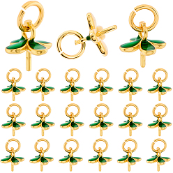 Настоящее золото 18K 40шт. латунные эмалированные скобы для чашек, за половину пробурено бисера, стойки покрытие, долговечный, без свинца и без кадмия, лист, реальный 18 k позолоченный, 7.5x6.5x6.5 мм, отверстие : 3 мм, штифты : 0.5 мм