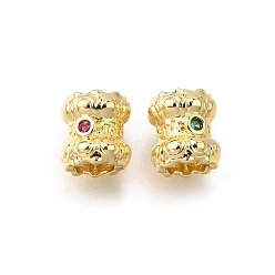 Золотой Латунные микро проложить кубического циркония бусы, колонка, стойки покрытие, без кадмия и без свинца, долговечный, золотые, 6x5.5 мм, отверстие : 3 мм