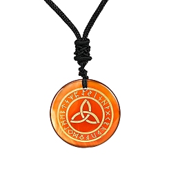 Красный Агат Ожерелья с подвесками из натурального сердолика трикетра/тройственный узел, Ожерелье-амулет с руническими словами Одина, скандинавского викинга и веревки, 12.99 дюйм (33 см)