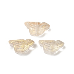 Champagne Gold Прозрачные стеклянные бусины, птица, спекающийся лак, шампанское золото, 10x20x8 мм, отверстие : 1.2 мм