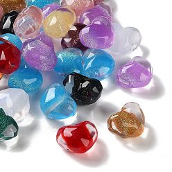 Сердце Прозрачный бисер cmолой, золотой фольгой, два тона, сердце, 16x20x13 мм, отверстие : 2.5 мм