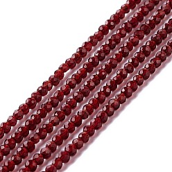 Индийский Красный Прозрачные стеклянные бусины, граненые, круглые, Индийская красная, 2 мм, отверстие : 0.6 мм, около 182~201 шт / нитка, 14.57~15.24 дюйм ((37~38.7 см)