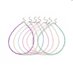 (52) Непрозрачная лаванда 7шт 7 набор ожерелий из стеклянных бусин карамельного цвета для женщин, разноцветные, 15.94 дюйм (40.5 см), 1 шт / цвет